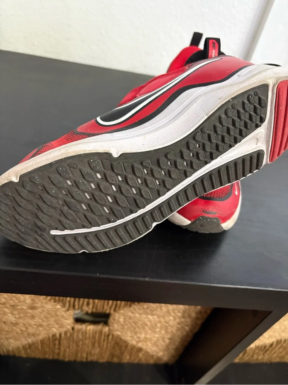 Nike Kids Red and Black Velcro Athletic Sneakers